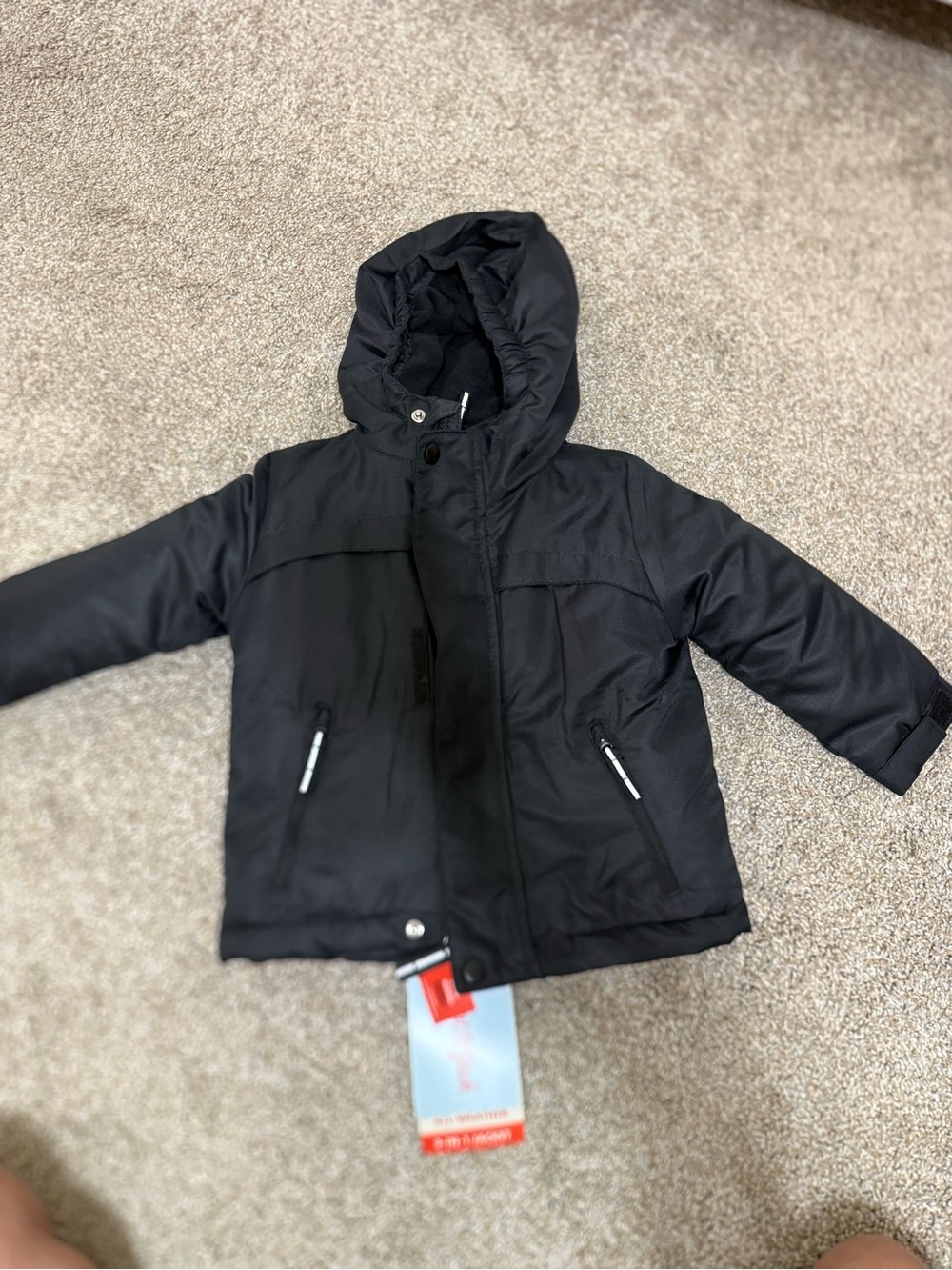 Cat & Jack Black Hooded Puffer Jacket for Toddler 2T NWT